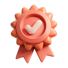 Poster - 3d approval badge with checkmark isolated on transparent background