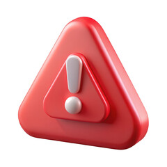 Poster - 3d warning sign with exclamation mark isolated on transparent background