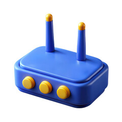 Poster - 3d blue and yellow wireless router isolated on transparent background
