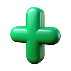 Poster - 3d green plus symbol isolated on transparent background