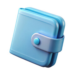 Poster - 3d blue wallet with snap closure isolated on transparent background