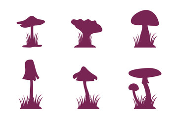 Poster - Mushroom silhouette set vector design big pack of fungus illustration and icon