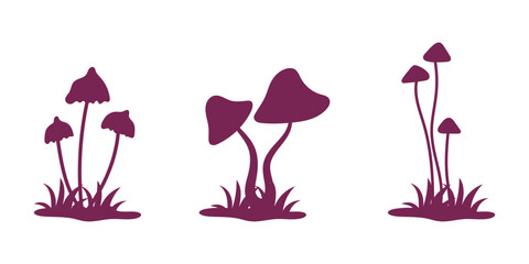 Poster - Mushroom Silhouettes: Minimalist silhouettes of diverse mushrooms in a natural setting, conveying the essence of nature's bounty and charm.