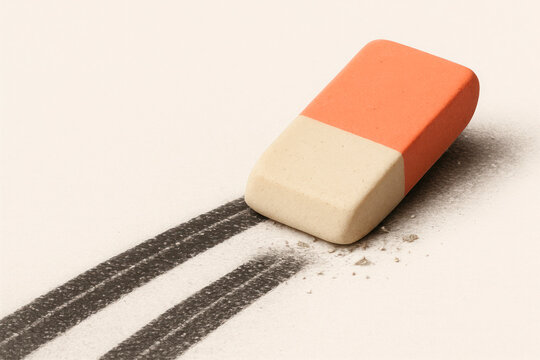 The eraser erases the dark stripe on a light background. Space for text.