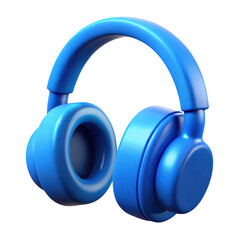Poster - 3d blue headphones isolated on transparent background