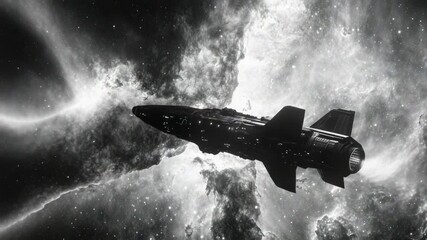 Wall Mural - a black and white photograph of a space ship in flight