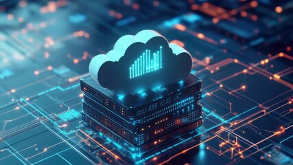 Poster - A cloud hovering above a computer circuit board