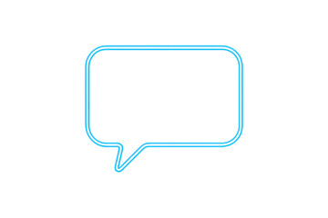 Poster - Bright neon blue speech bubble glowing on transparent background, ideal for communication and messaging concepts