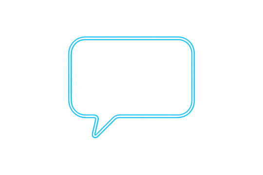 Bright neon blue speech bubble glowing on transparent background, ideal for communication and messaging concepts