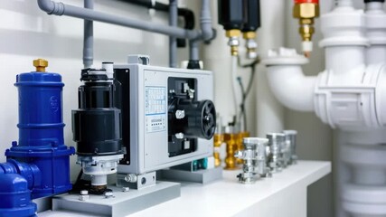 Poster - Pipes and valves installed in a room