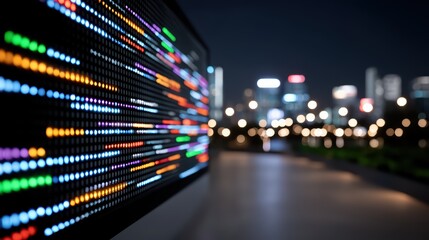 Poster - Colorful Light Display Against Cityscape at Night