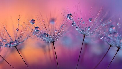  Dew-Kissed Dandelions at Sunset, Peaceful Meadow