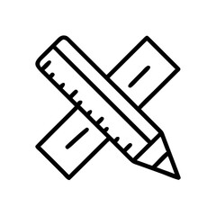 Poster - A simple graphic of a ruler and a writing implement crossed over each other in black outline style