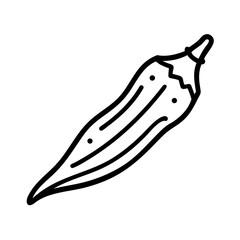 Poster - Simple artwork showing a single okra pod with distinct ridges and small dots, isolated on white background