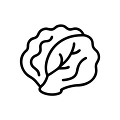 Poster - Simple graphic showing a head of lettuce with visible leaf veins and a wavy outline design element