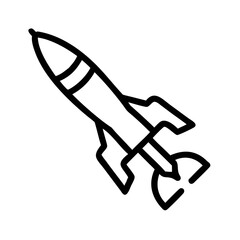 Poster - Simple graphic of a black outline of a space vehicle with fins and a rounded nose pointing upwards
