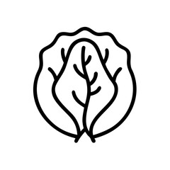 Poster - Outline graphic showing a head of lettuce with detailed leaf structure in a simple minimalist style