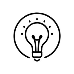 Poster - A lightbulb inside a circle with square rays emanating from it representing an idea or innovation concept