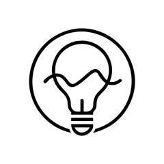 Poster - stylized lightbulb icon with a wavy line inside, enclosed in a circular border design element