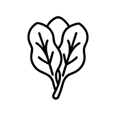 Poster - Outline drawing of three spinach leaves bundled together, showing the leaf veins in a simple style