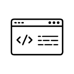 Poster - Simple depiction of a browser window with angle brackets and lines representing code on screen view 100