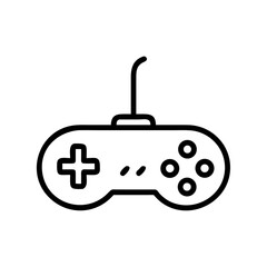 Poster - A simple depiction of a wired gamepad with a directional pad and four action buttons design icon