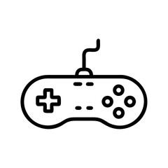Poster - A simplistic depiction of a wired controller with a d pad and four action buttons design element