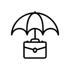 Poster - A simple graphic showing a briefcase under an umbrella for protection and security concept idea design