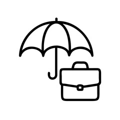 Poster - A simple graphic showing an umbrella protecting a briefcase from above in a line drawing style