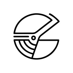 Poster - Abstract depiction of a circular form with an angular cut and parallel curved lines inside it