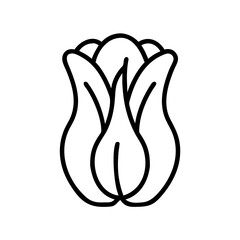 Poster - Stylized depiction of a flower bud with outlined petals in a simple black and white drawing style