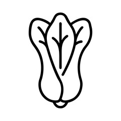 Poster - Outline drawing of bok choy showing leaves and stem in a simple black and white representation style