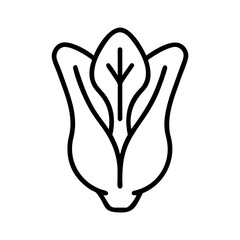 Poster - Stylized depiction of a plant bud with prominent veins and simple outline design on a white backdrop