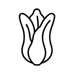 Poster - Simple outline drawing of a tulip bud with three visible petals in a closed position and black lines
