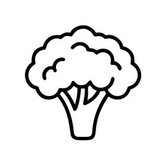 Poster - Outline graphic showing a single floret of broccoli with a thick stem on a white background design image