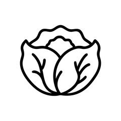 Poster - A simple graphic of a cabbage with visible leaves and a textured head design in black outline style