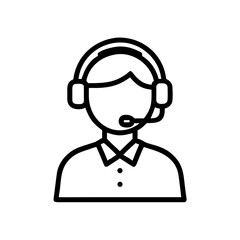 Poster - Person with headset and microphone in outline style for customer support or call center work is shown