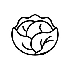 Poster - Simple graphic representation of a cabbage head with thick black outline and white fill design element