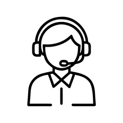 Poster - Outline drawing of a person with headphones and microphone wearing a collared shirt design element image
