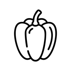 Poster - Outline drawing of a bell pepper with a stem, showcasing its distinct shape and simple design style
