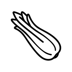 Aufkleber - Outline drawing of a single stalk of celery with leaves, simple black and white graphic design style element