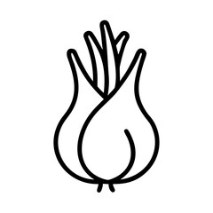 Poster - A simple graphic showing a shallot with sprouts in black outline on a white isolated background design