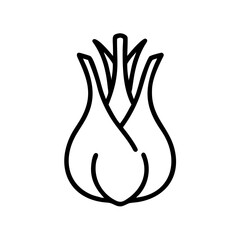 Poster - Simple depiction of a shallot with its shoots in a minimalist style drawing with bold outlines