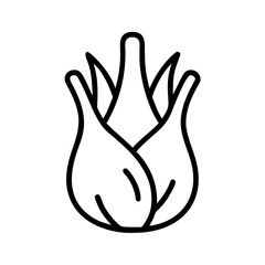 Poster - Stylized depiction of a blooming plant with petals and a central bud in a simple outline style