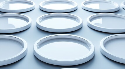 Poster - Abstract Background of Circular White Frames on Blue Surface