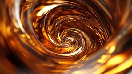Poster - Abstract Swirling Motion in Golden Hues and Bright Reflections