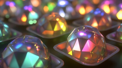 Poster - Colorful Geometric Shapes with Reflections and Light for Background