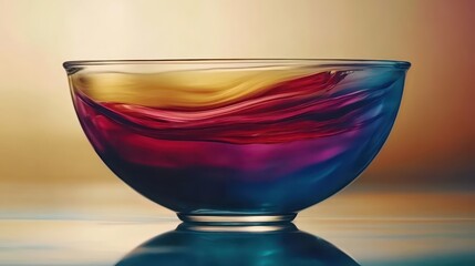 Poster - Colorful Glass Bowl with Swirling Patterns and Reflections