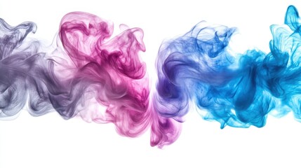 Poster - Colorful Smoke Swirls in Pink and Blue on White Background
