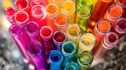 Poster - Colorful Transparent Tubes arranged in a Vibrant Pattern Display